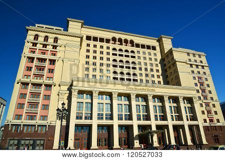 Moscow, Russia -February 18.2016. Four Seasons Hotel at a Manezh square