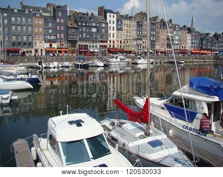 Typical Houses In The Port Of Honfleur