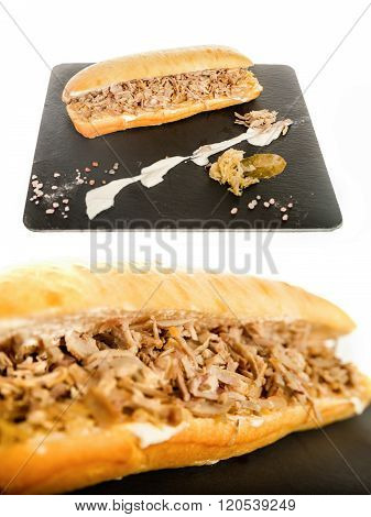 Sandvich With Chicken, Gyros Meat And Vegetables