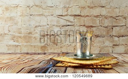 Still-life With Wine And Matzoh Jewish Passover Bread