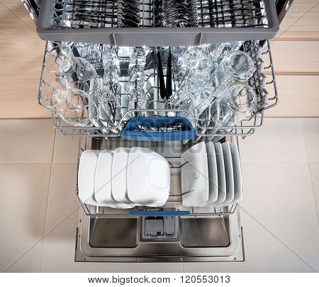 Dishwasher After Cleaning Process.