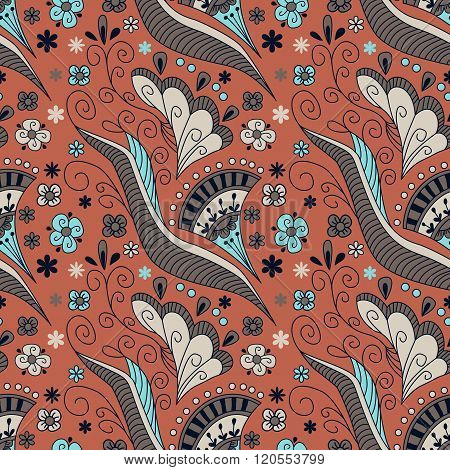 Seamless pattern with hand drawn elements henna style. Background  textile cover wrapper.