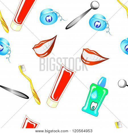 illustration of smile, background? seamless pattern for dentists