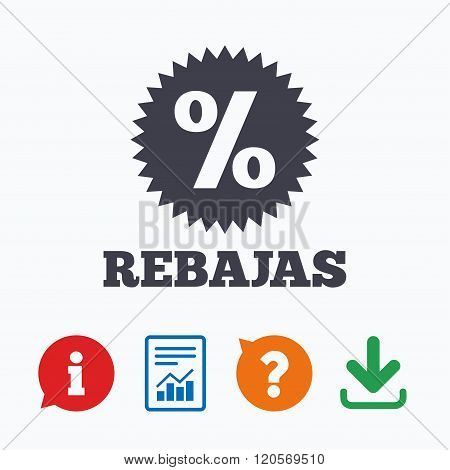 Rebajas - Discounts in Spain sign icon. Star.