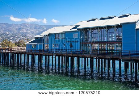 Santa Barbara, U.S.A. - June 1, 2011: The Stearns Wharf built on stilts in the sea front.