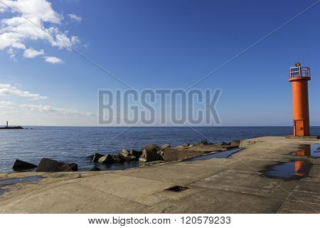 Red Lighthouse In Riga In Latvia