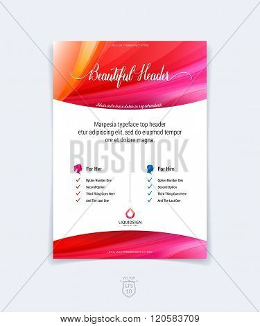 Business brochure flyer and cover design layout template with red colourful background. Vector illustration.