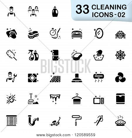 Black Cleaning Service Icons