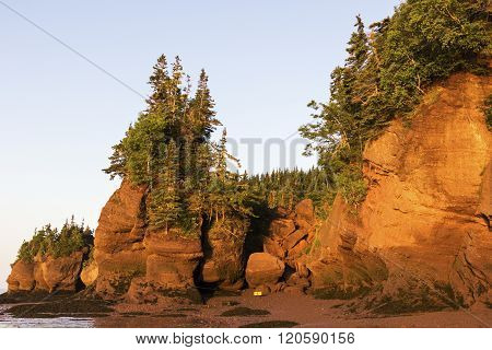 Hopewell Rocks at low tide in New Brunswick in Canada