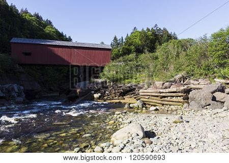 Covered bridge in Point Wolfe area in Fundy National Park New Brunswick Canada