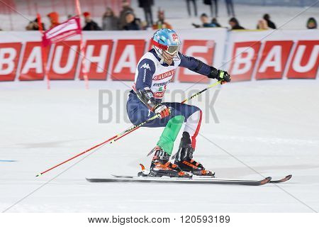 Skier Stefano Gross Skiing At A Slalom Event