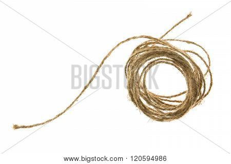 Skein of jute twine on the white background
