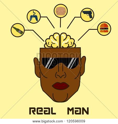Flat design vector icons set of real man tools
