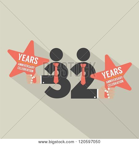32Nd Years Anniversary Typography Design.
