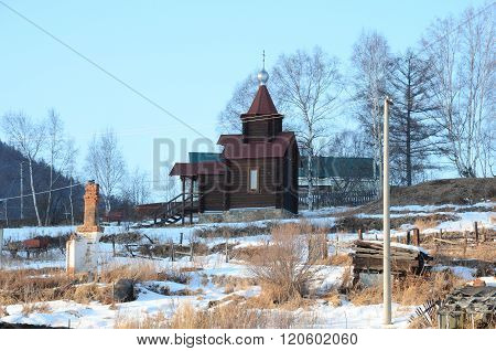 Old Angasolka village on Circum-Baikal Railway. Chapel of St. Nicholas