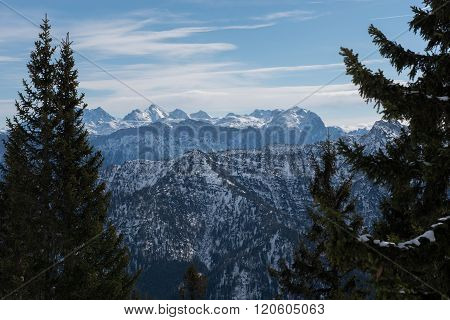 Pamorama View Of The Austrian Alps In Winter