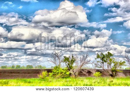 The painting truly Russian landscape