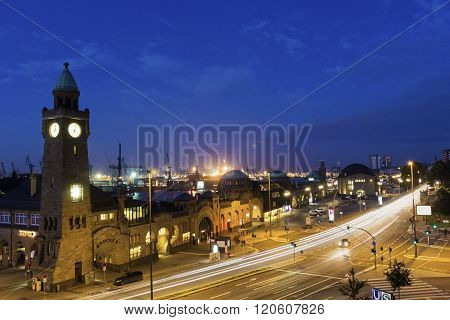 Water Level Tower On St Pauli Piers In Hamburg In Germany