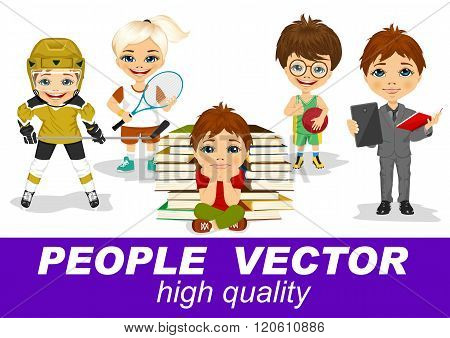 people vector with children's characters