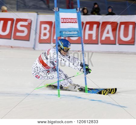 STOCKHOLM SWEDEN - FEB 23 2016: Veronika Velez-Zuzulova (SVK) skiing at the Audis FIS Alpine Ski World Cup - city event February 23 2016 Stockholm Sweden