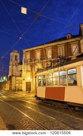LISBON, LISBON, PORTUGAL - DECEMBER 10, 2015: Traditional remodelado tram in Lisbon in Portugal.