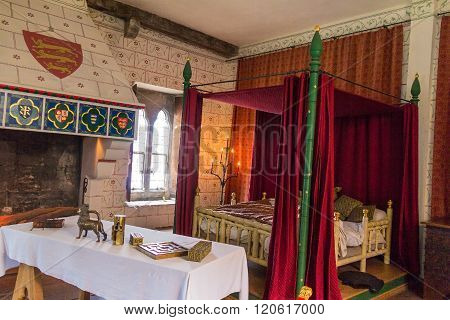 LONDON UK - JUNE 6 2015: A recreation of Edward I's bedchamber in St Thomas's Tower. Tower of London