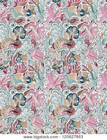 Abstract seamless ornamental pattern. Indian hand drawing background. Vector stock illustration