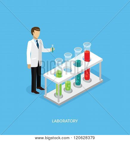 Science Lab Isomatric Design Flat