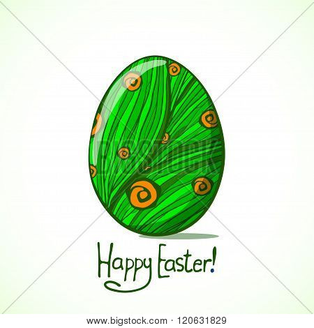 Easter egg. green pattern. isolated