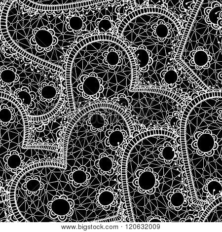 Doodle pattern of lace. black and white