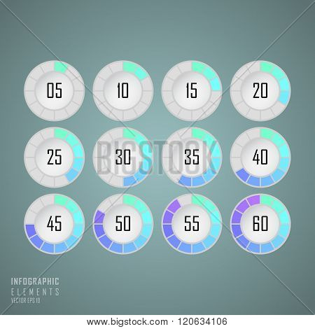 Infographic Paper Circle Time Percent Set