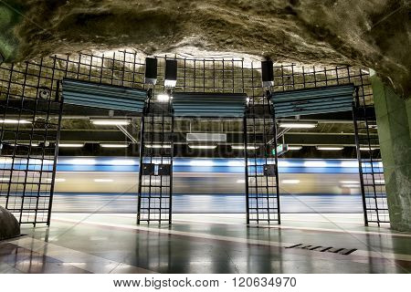 5 January 2016. Stockholm. The interior and the platform of station 