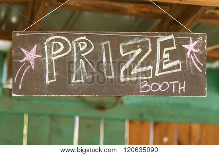 Handmade Chalk Sign Directs Carnival Patrons To Prize Booth