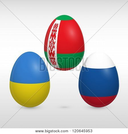 Easter Eggs Set Flags Colors