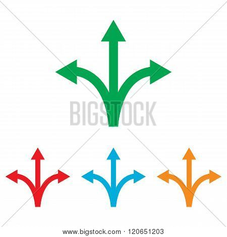 Three-way direction arrow sign