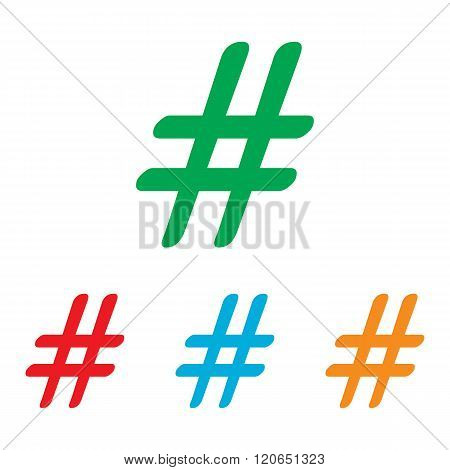Hashtag sign. Colorfull set