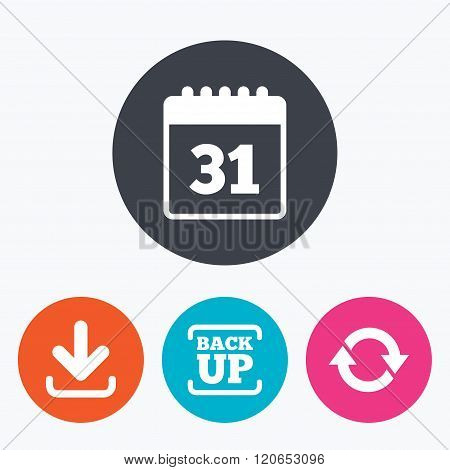 Download and Backup signs. Calendar, rotation