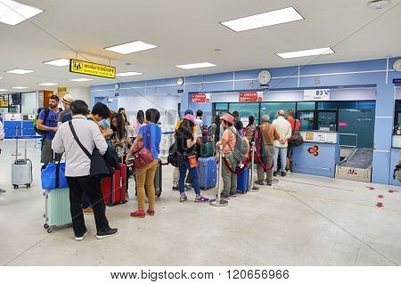 PATTAYA, THAILAND - FEBRUARY 26, 2016: inside of U-Tapao International Airport. U-Tapao Rayong-Pattaya International Airport is serving Rayong and Pattaya cities in Thailand.