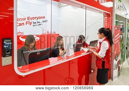PATTAYA, THAILAND - FEBRUARY 26, 2016: inside of U-Tapao International Airport. U-Tapao Rayong-Pattaya International Airport is serving Rayong and Pattaya cities in Thailand.