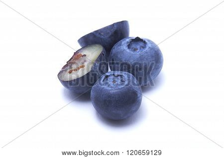 Two Pieces Of Blueberries And Blueberries With Clipping Path