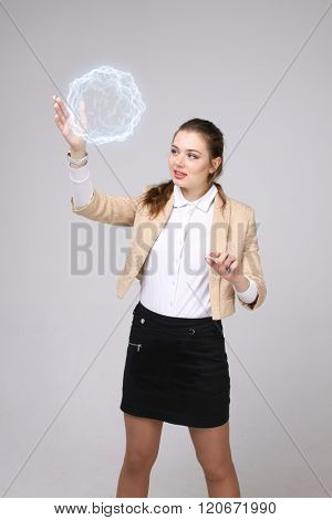 Woman with glowing magical energy ball.