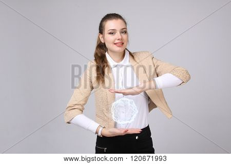 Woman with glowing magical energy ball.