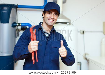 Plumber at work