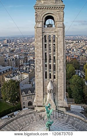 Rooftop And Aerial View From Sacre Coeur Basilica. Paris