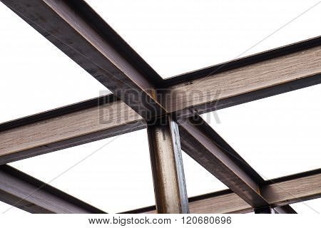 I-Beam steel construction, isolated on white background