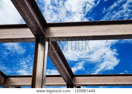 I-Baem steel construction, on blue sky