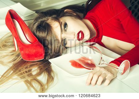 Fashionable Drunk Woman