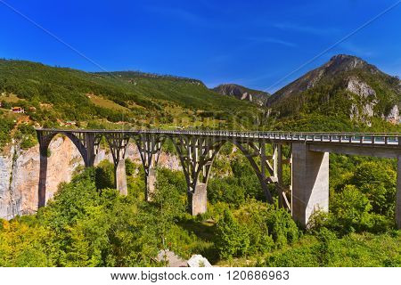 Bridge Durdevica in River Tara canyon - Montenegro - travel background