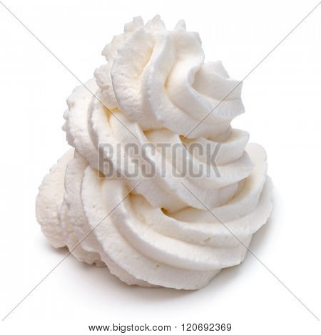 Whipped cream swirl  isolated on white background cutout
