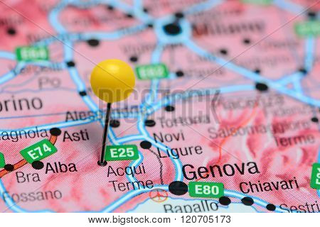Acqui Terme pinned on a map of Italy